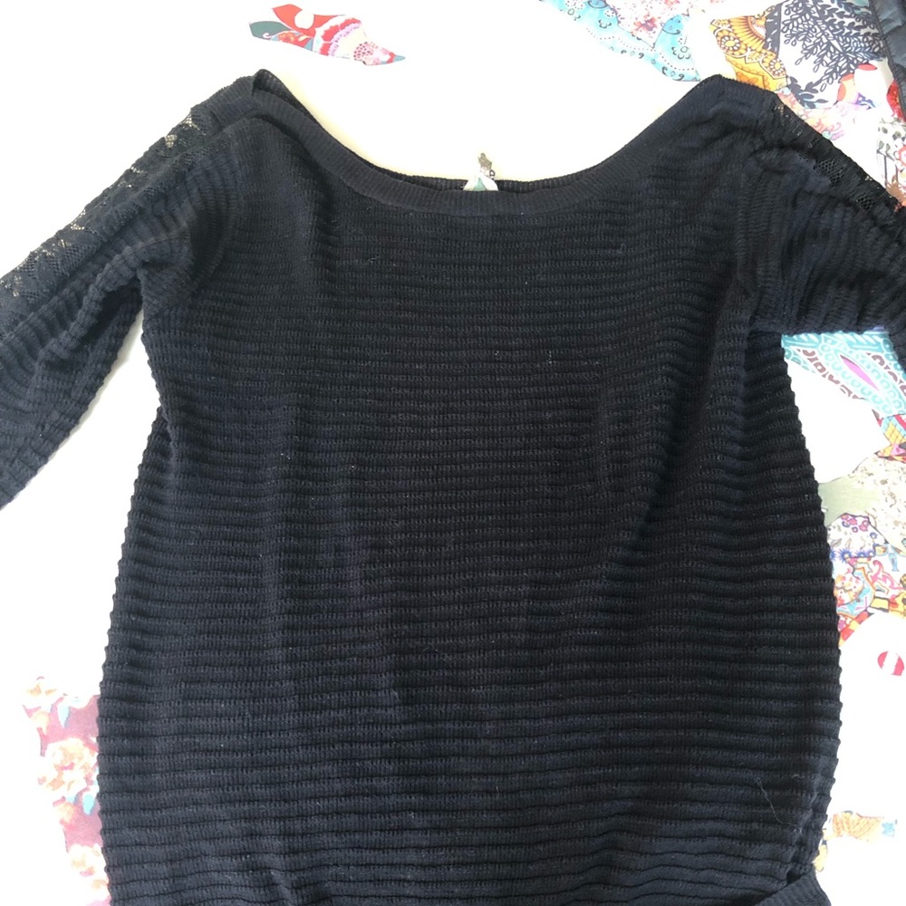 Vintage Free People Black Lace Pullover